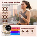 Smart Watches for Women, HD Screen Fitness Tracker 5ATM Waterproof with Bluetooth Make/Answer Calls, Activity Trackers with Heart Rate/Sleep/Female/SpO2 Monitor, Smartwatch for iPhone/Android(2 bands)