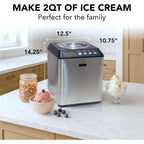 Whynter Ice Cream Maker Machine Automatic 2.1 Qt. Upright With Built-In Compressor, Lcd Digital Display & Timer, No Pre-Freezing, Icm-201Sb, Stainless Steel