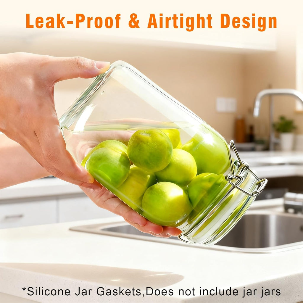 3.75 Inches Diameter Rubber Seals for Glass Jars, 6 Pcs Food Grade Airtight Replacemen Silicone Jar Gaskets, Leakproof Gasket Sealing Rings for Canning Mason Jars, Fits Most Sizes (White and Orange)