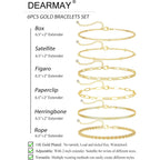 Mothers Day Gifts for Mom Gold Bracelets for Women Waterproof, 14K Gold Plated Jewelry Sets Trendy Thin Dainty Stackable Cuban Link Paperclip Chain Bracelet Pack Fashion Accessories Gifts for Womens