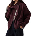 Megfie Jackets For Women Trendy Vintage Trench Coat Turtleneck Crop Jackets With Pockets