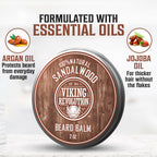 Viking Revolution Sandalwood Beard Balm - Beard Butter with Argan Oil, Beard Softener for Men with Jojoba Oil - Beard Moisturizer for Men with Beeswax - Beard Wax for Men (2oz, 1 Pack)