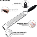 Upgraded Citrus Lemon Zester Grater, Easy Clean Dishwasher Safe, For Ginger Garlic Parmesan Cheese, 304 Stainless Steel Blade, Protect Cover, Baking Supplies, Black