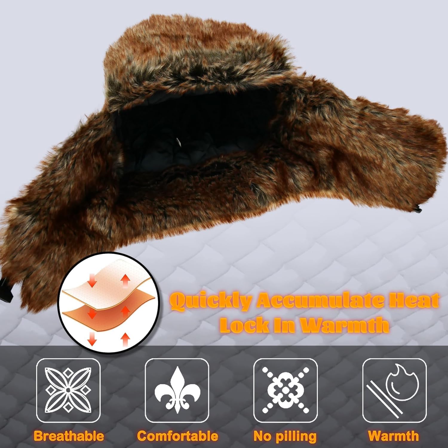 Unisex Winter Trapper Hat Cold Proof Keep Warm Hat with Ear Flaps