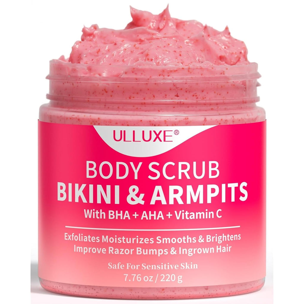 Bikini Area Exfoliator With 10% Ahas Bha & Vitamin C, Exfoliating Body Scrub For Ingrown Hair And Underarm Bumps, Dark Spots, Moisturize Brighten Soothe & Even Skin Tone, Sensitive Skin Safe, 7.76 Oz