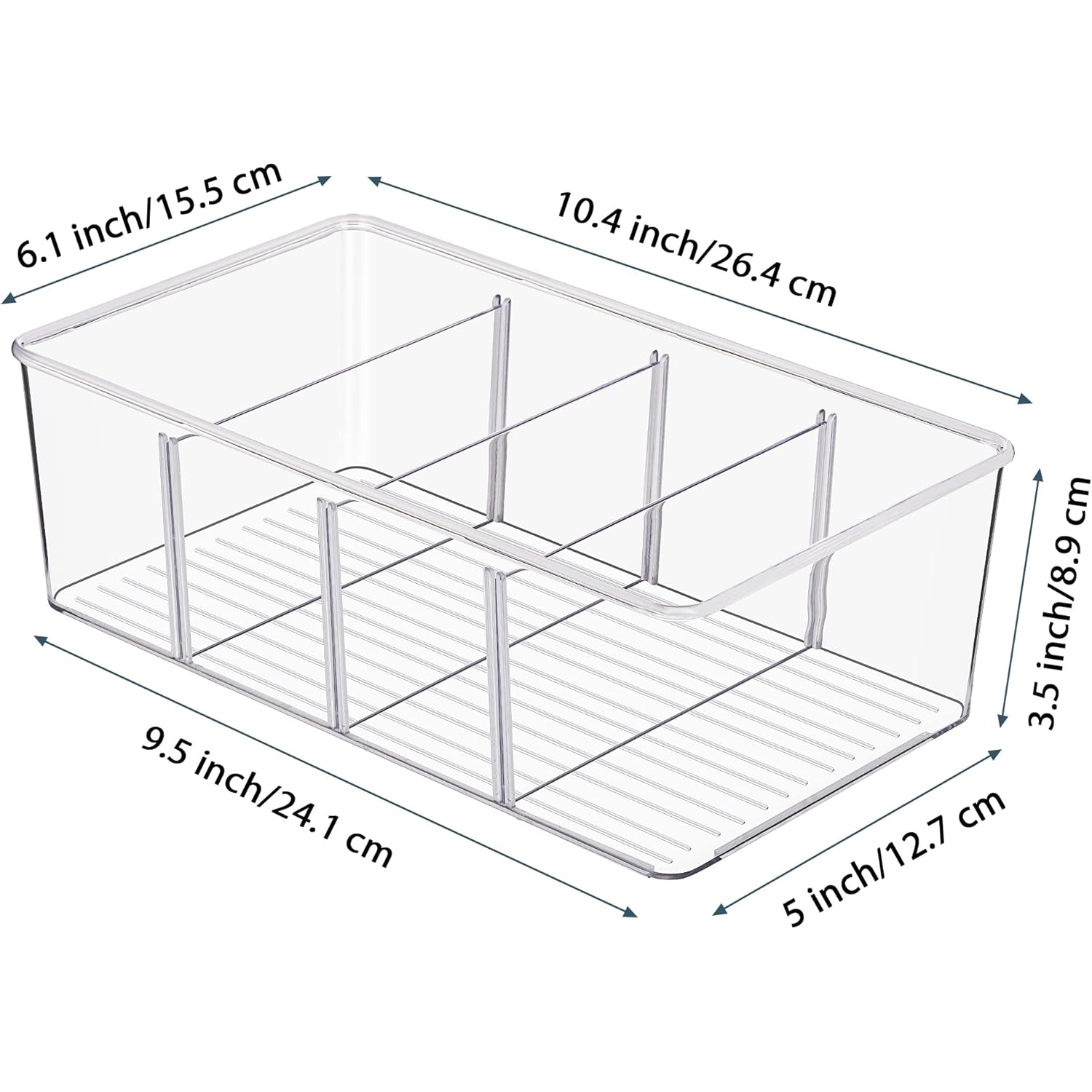 Vtopmart 8 Pack Food Storage Organizer Bins, Clear Plastic Bins for Pantry, Kitchen, Fridge, Cabinet Organization and Storage, 4 Compartment Holder for Packets, Snacks, Pouches, Spice Packets