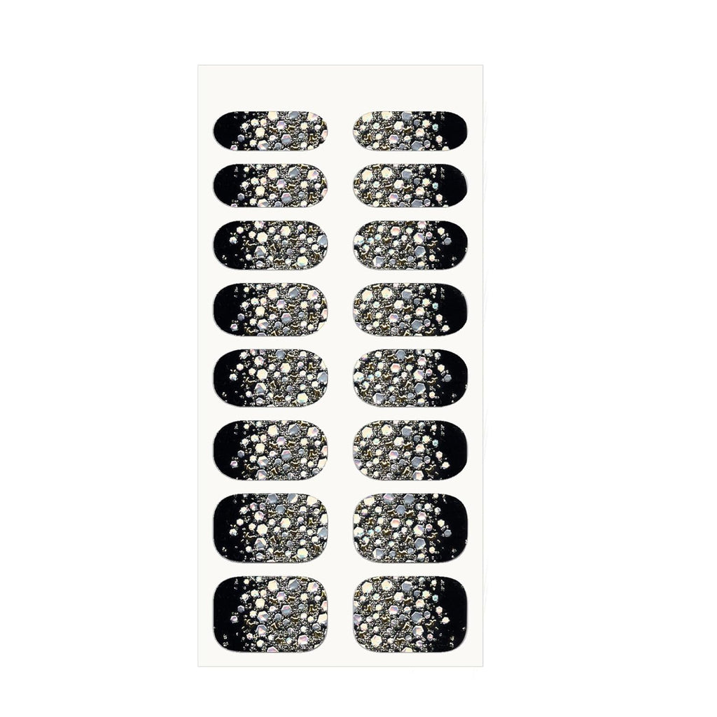 Self-Adhesive Black Silver Full Nail Wraps Stickers Gothic Style | Brighter, Thicker, Tougher Nail Polish Strips for Women and Girls | DIY Nail Art Decoration