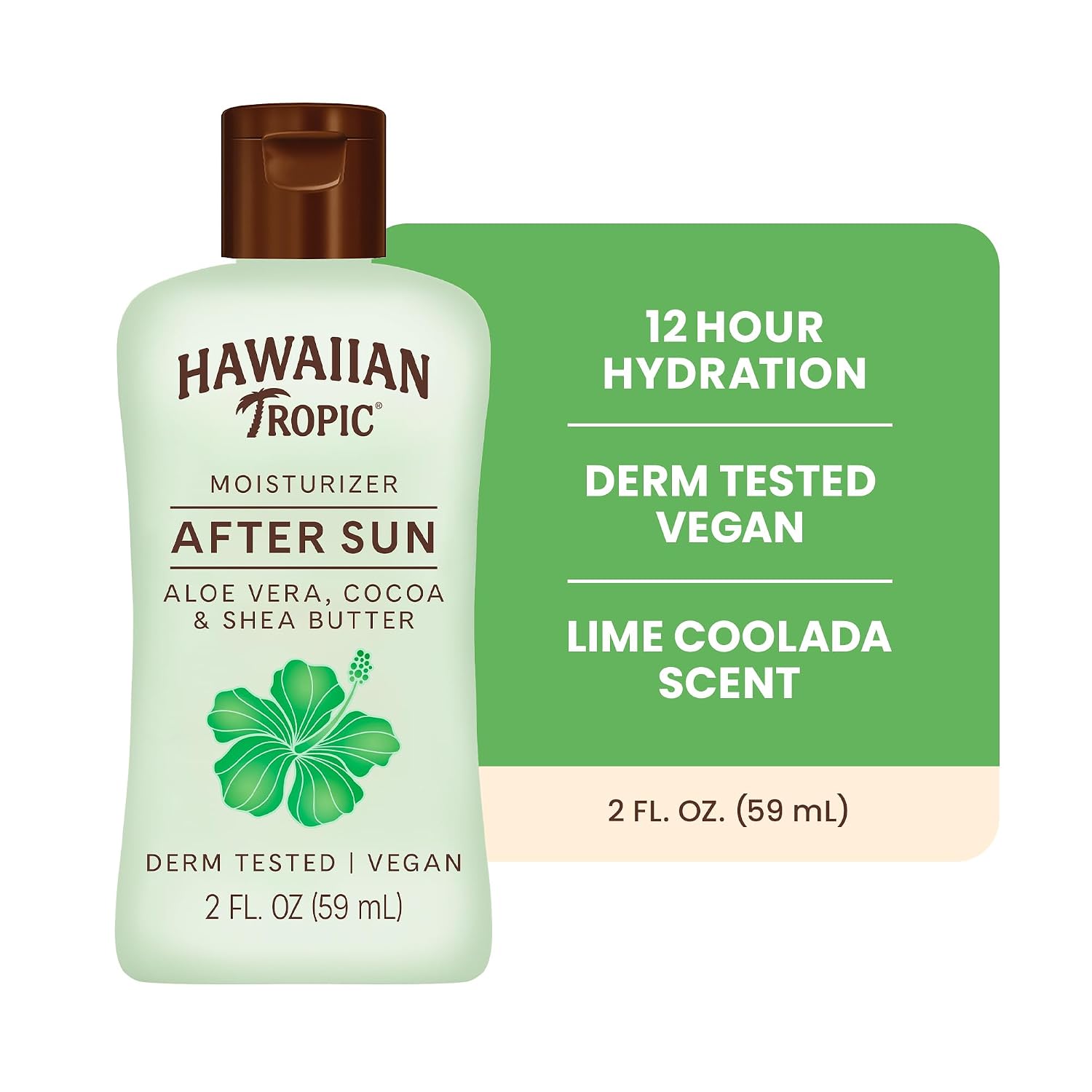 Hawaiian Tropic After Sun Lotion Lime Coolada Case, 12 Mini Bottles | After Sun Care Travel Essentials, Aloe Vera Lotion, 2 Fl Oz Each (Pack Of 12)