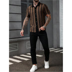 Soly Hux Men'S Summer Striped Shirts Casual Button Down Textured Short Sleeve Collared Vintage Beach Shirts
