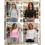 Zeagoo Women Tops 3 Pack 3/4 Sleeve Crewneck Cute Basics Tees Casual Fashion Summer Spring T Shirts Business Work Tee Top