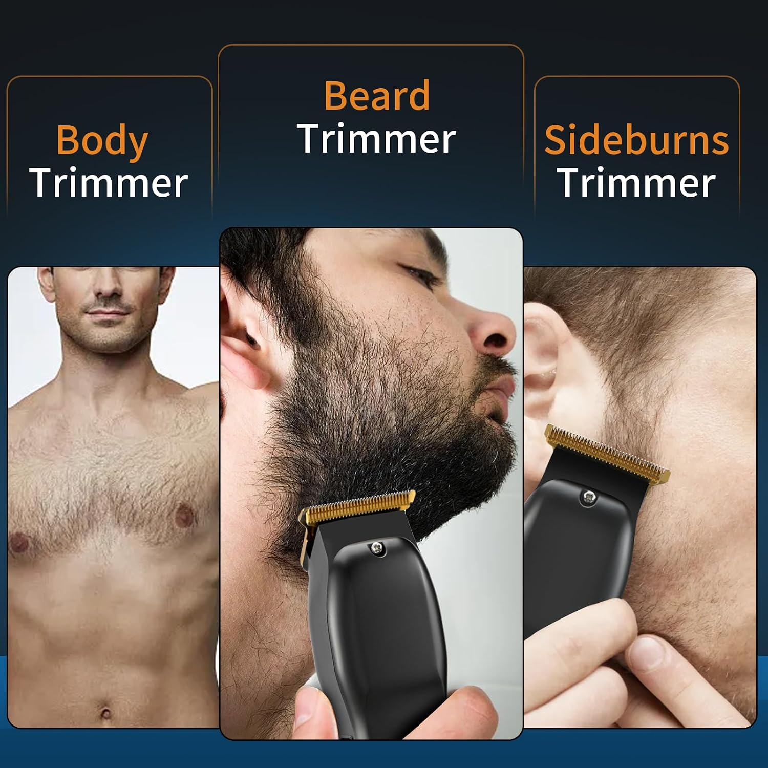 Beard Trimmer For Men - Rechargeable Men'S Hair Clippers & Razor, Cordless Hair Trimmer & Shaver For Face, Neck, Groin & Manscaping, Ideal Gift For Men, Black
