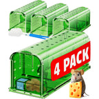 Motel Mouse Humane No Kill Mouse Traps Live Catch & Release - 4 Pack | Water & Food Compartment • Additional Air Holes • Tail Protection • Motel Mouse'S Most Humane Solution • Reusable