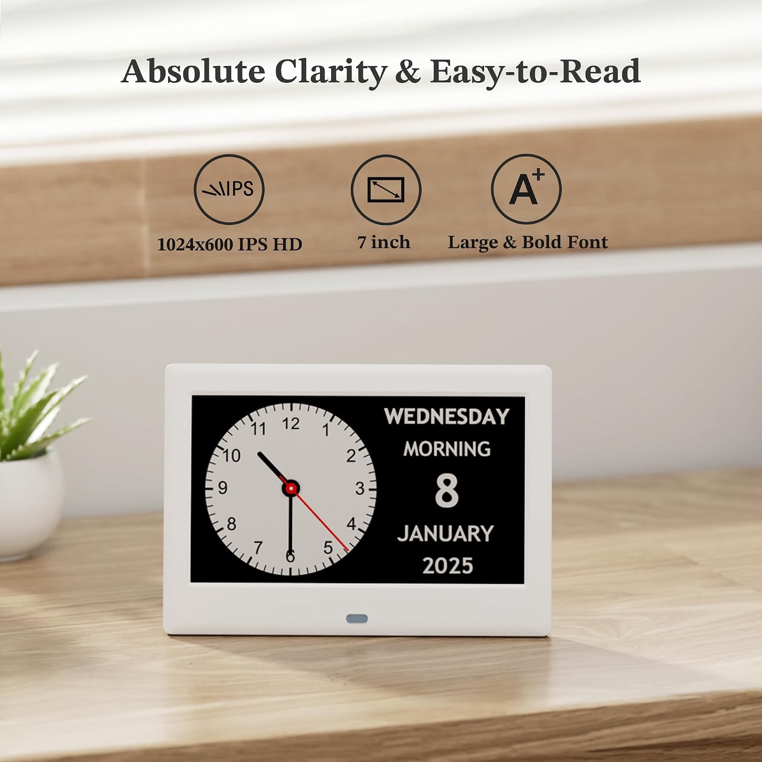 2025 New, Digital Clocks, 7'' Dementia Clock With Date And Time For Elderly, Auto-Dimming, 12 Reminders & 6 Alarms, Button & Remote Control, Auto Dst, Digital Calendar For Seniors Large Display