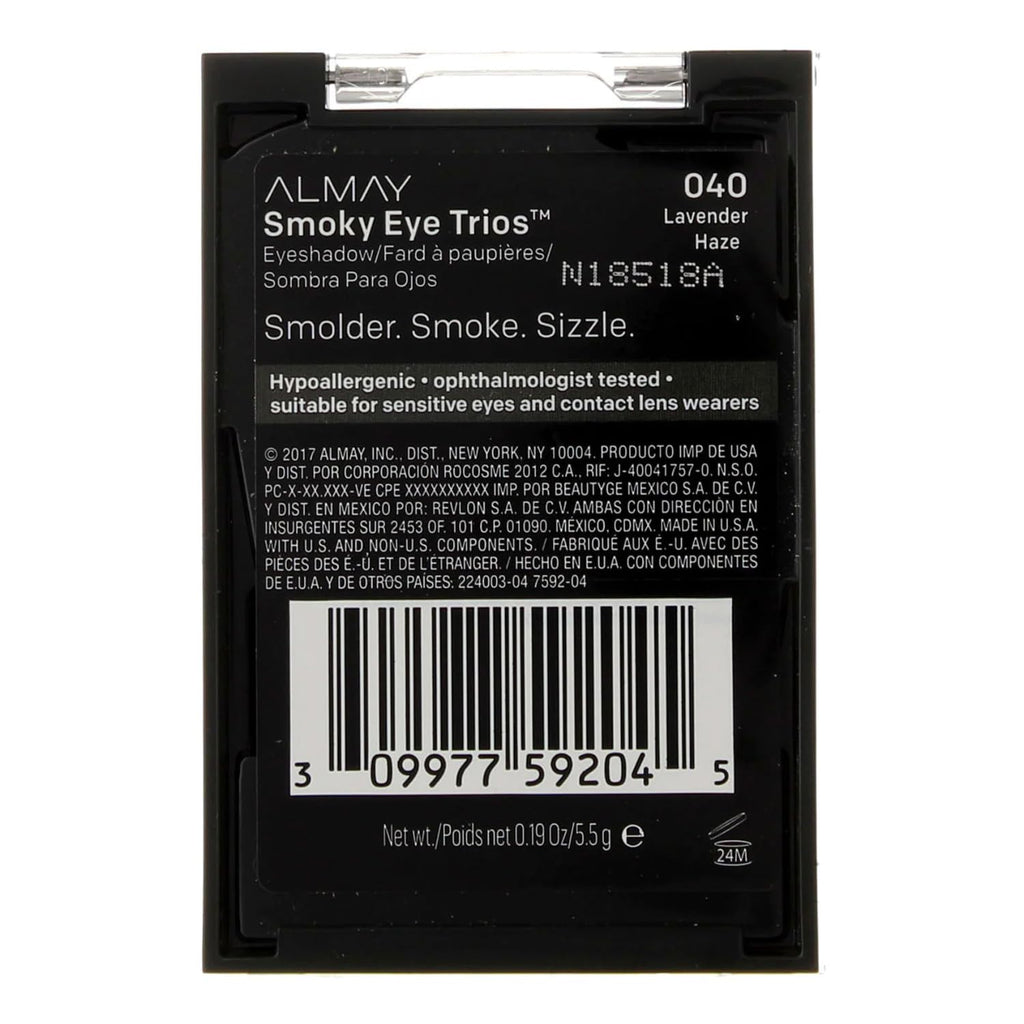 Almay Shadow Trio Palette, Longlasting Smoky Eyeshadow Makeup, Three Shades, Hypoallergenic, 040 Lavender Haze, 0.087 Oz