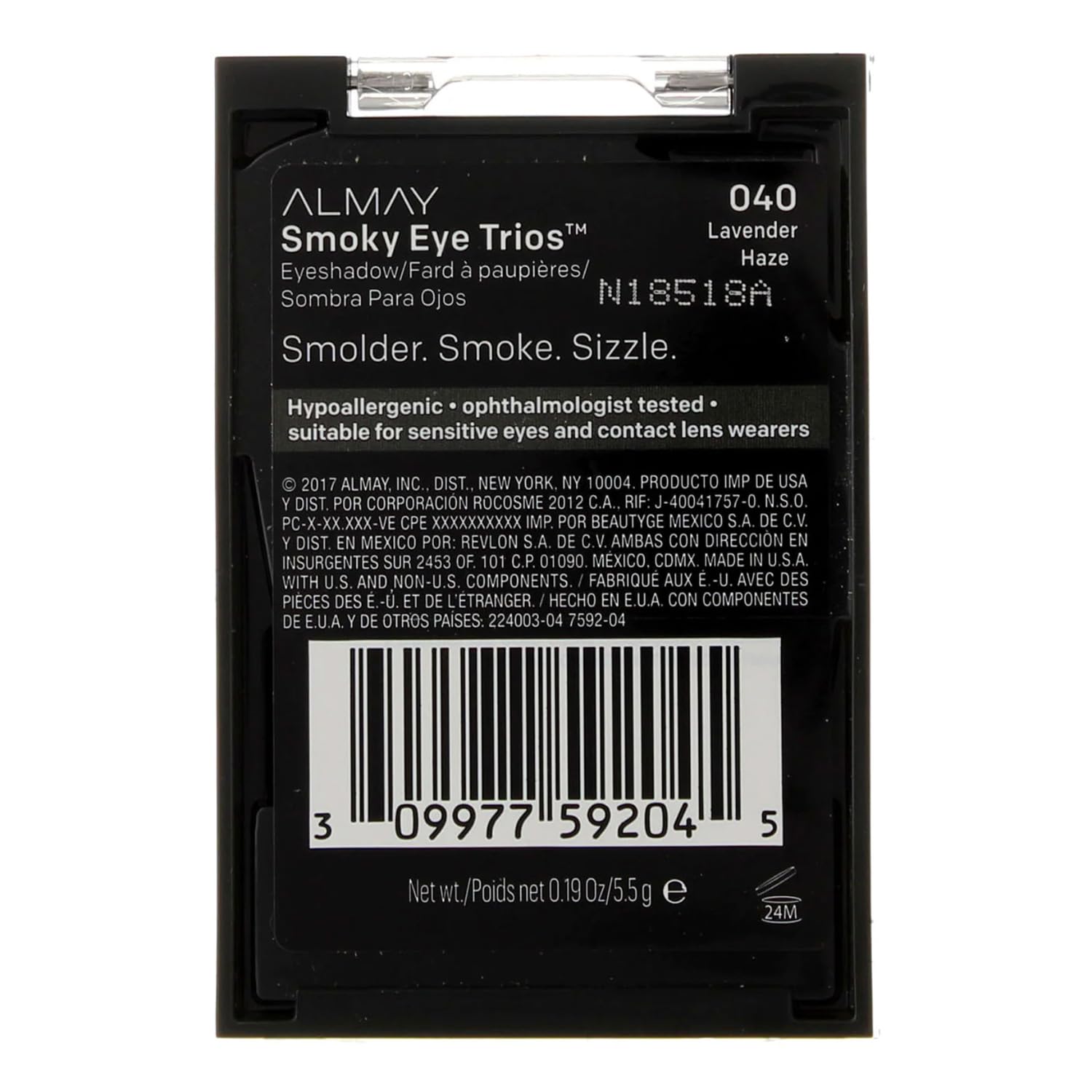 Almay Shadow Trio Palette, Longlasting Smoky Eyeshadow Makeup, Three Shades, Hypoallergenic, 040 Lavender Haze, 0.087 Oz