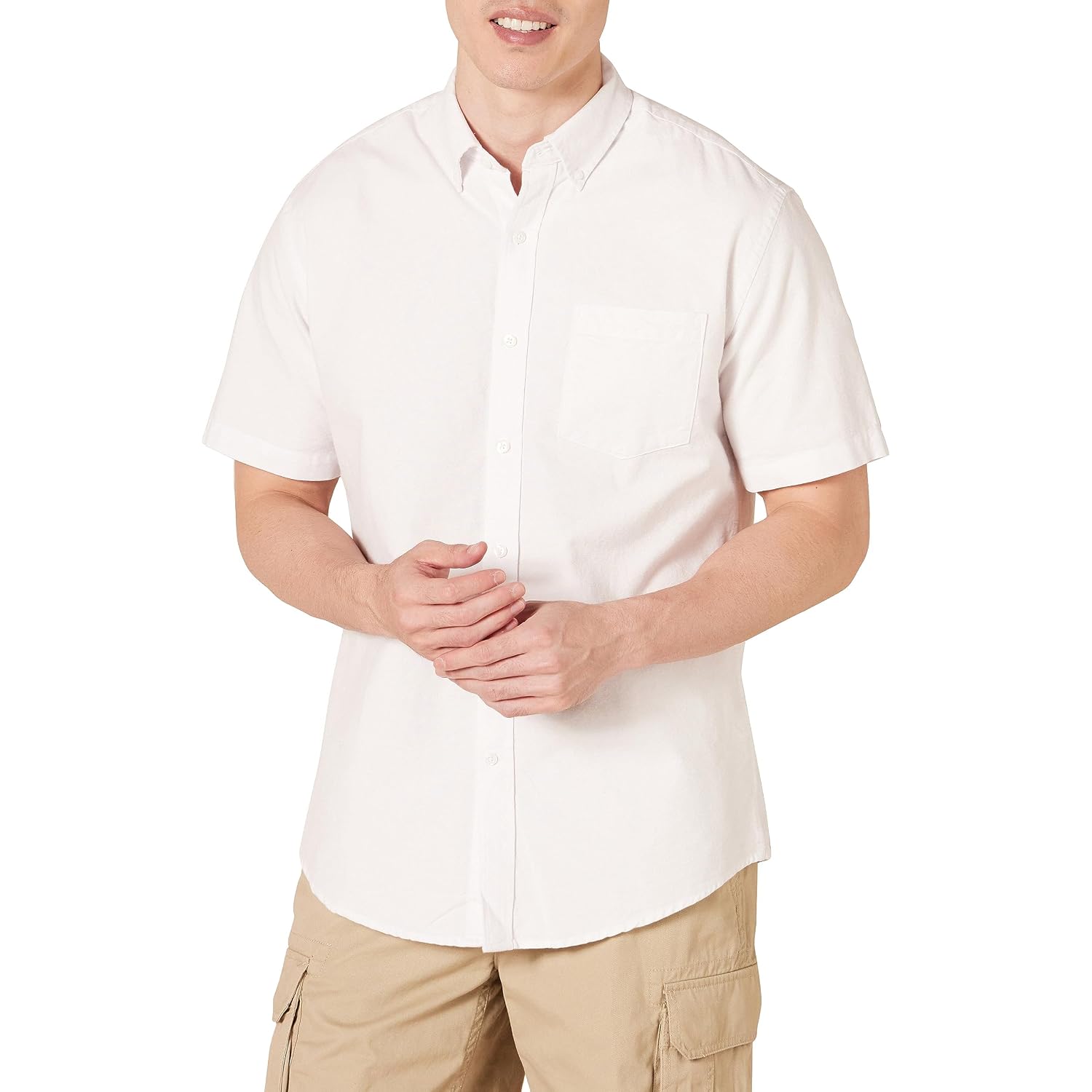 Amazon Essentials Men'S Short-Sleeve Oxford Shirt With Pocket