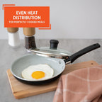 IMUSA 6.3” Gray Speckled Ceramic Mini Fry Pan with Glass Lid – PFAS Free Nonstick Small Skillet for Eggs, Mini Omelets, Crepes & Single Servings, Matte Black Exterior