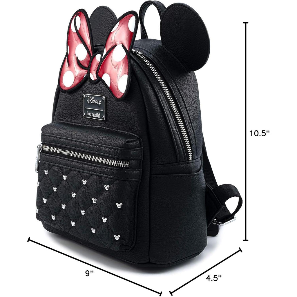 Loungefly Disney Minnie Mouse Bow Faux Leather Womens Double Strap Shoulder Bag Purse