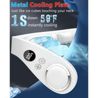 Neck Fan With Cooling Plate-24H Quiet Powerful Fans That Blow Cold Air-5 Speed&Power Led Display-Usb 5500Mah Bladeless Wearable Personal Ac Cooler For Women,Men,Kids,Travel,Outside,Indoor White