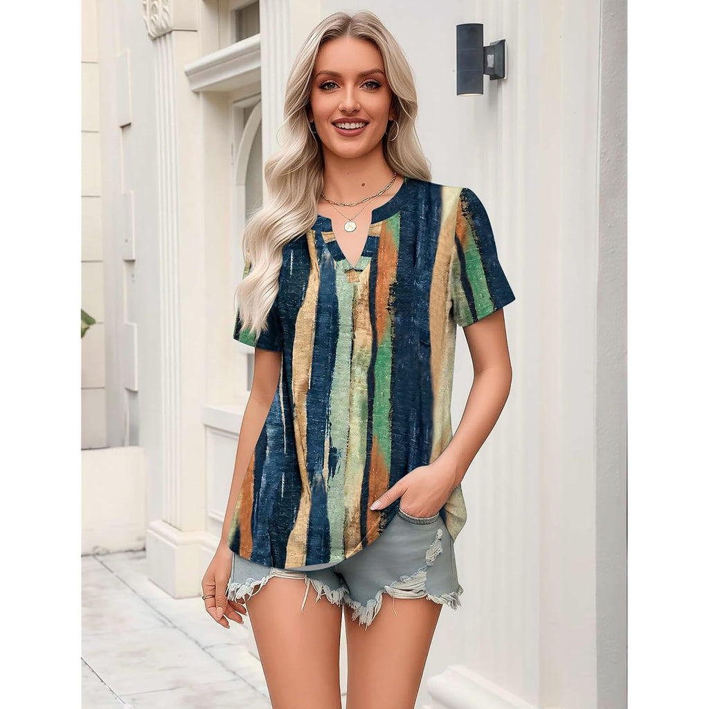 Zeagoo Womens Tops Short Sleeve V Neck Tee Shirts Cute Dressy Casual Clothing Business Work Blouse Multicolor-cx289