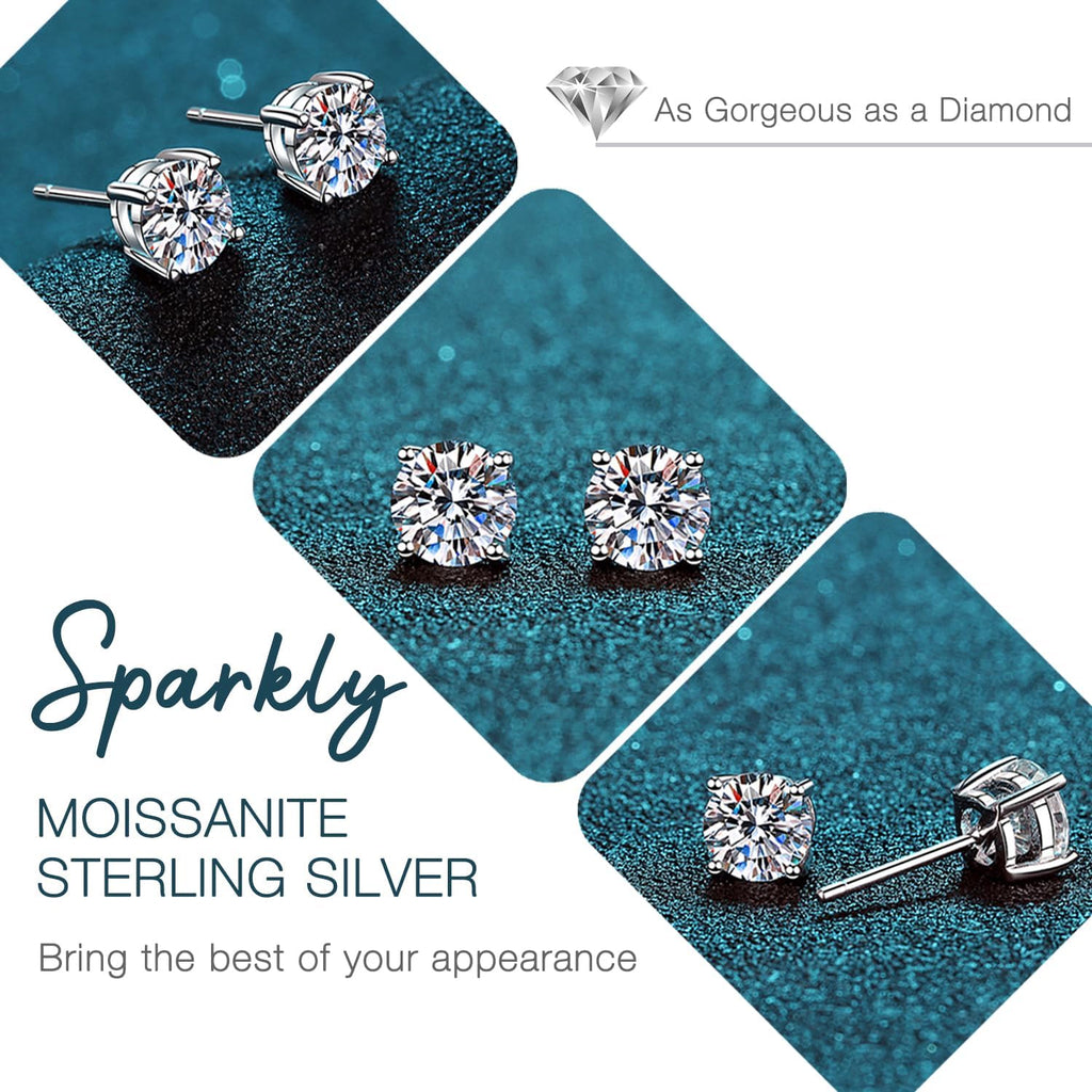 Moissanite Stud Earrings GRA 925 Sterling Silver Earrings for Men 18K White Gold Plating Earrings for Women,wedding earrings(0.3Ct-4Ct)