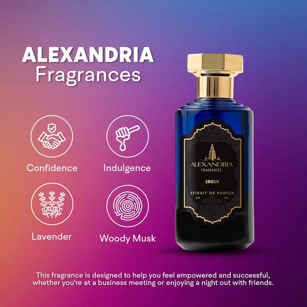 Alexandria Fragrances 1981X Perfume - Long Lasting Eau de Parfum Inspired by Warm Lavender - Premium Men’s Parfum with Honey, Vanilla & Tobacco Blend - Luxury Men’s Cologne for Every Occasion - 30ml