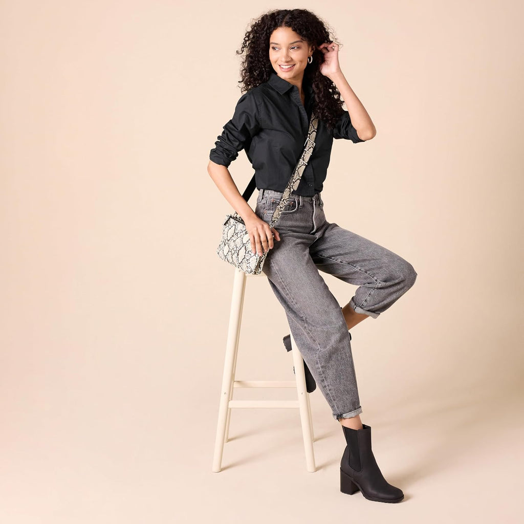 Women's Regular-Fit Long-Sleeve Button-Down Poplin Shirt, Business Casual, Office Work