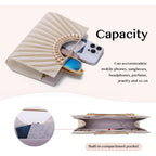Emprier Pleated Satin Clutch For Women, Elegant Evening Bag Fits Large Smartphones, Formal Wedding Purse With Chain