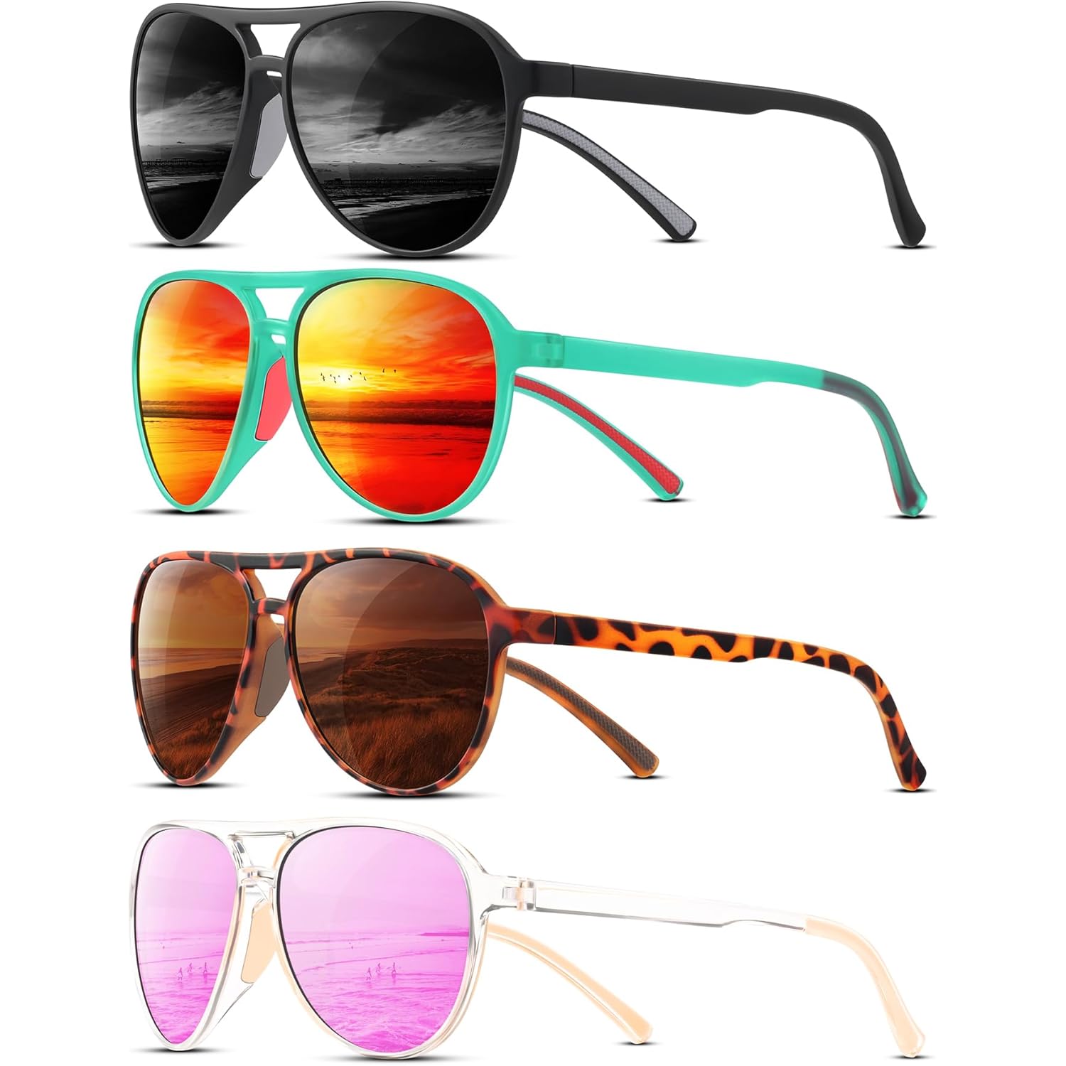 KUGUAOK Polarized Aviator Sunglasses for Women Men Sports Style UV400 Protection Running Sun Glasses Vintage Trendy Shades