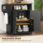 Coffee Bar Cabinet, Kitchen Island With Storage, Farmhouse Sideboard Buffet Cabinet With Dual-Purpose Floating Shelf And Hooks, For Restaurant, Living Room, Rustic Brown Kf22Br