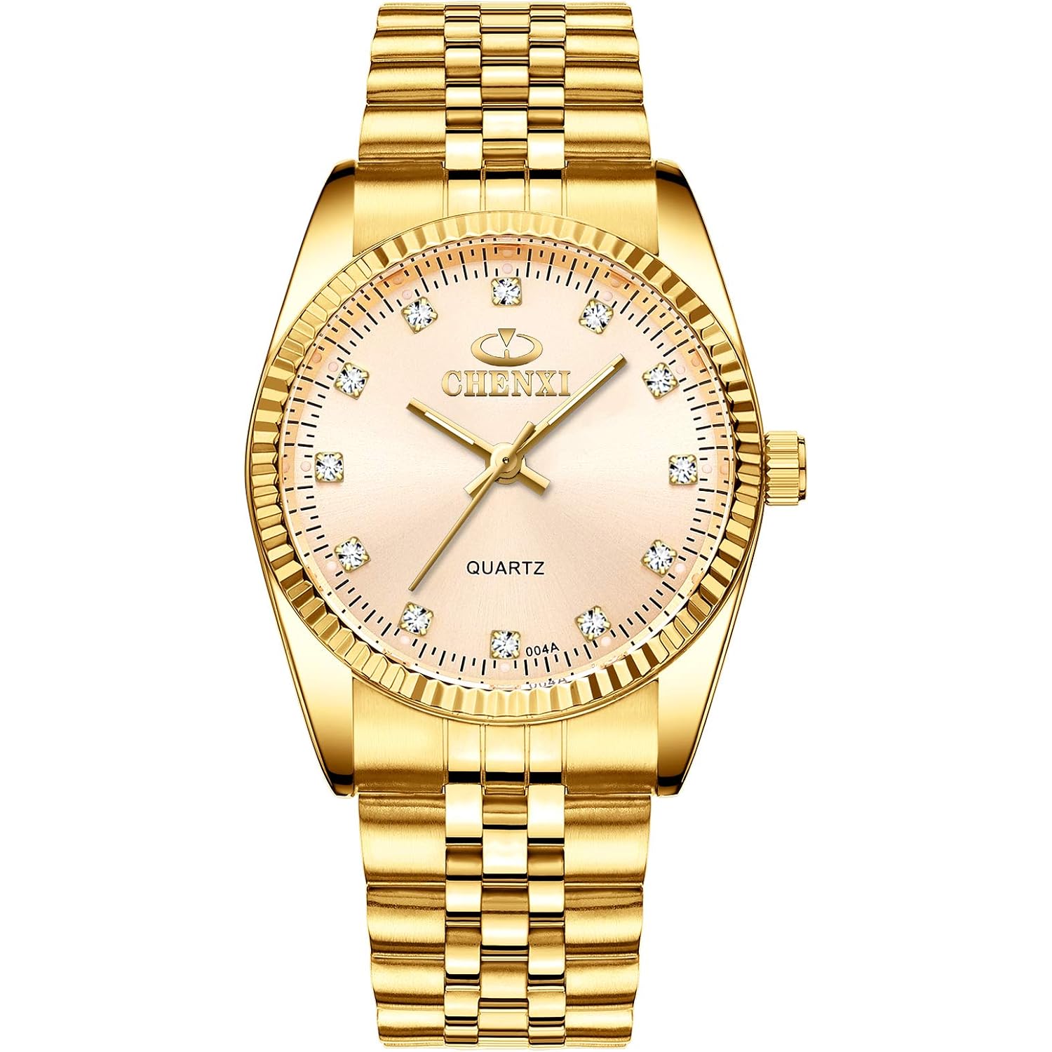 Dreaming Q&P Fq-043 Classic Golden Stainless Steel Male Female Crystals Quartz Wrist Watches For Man Woman Gold | Classic Golden, Male Female, Crystals, For Man Woman