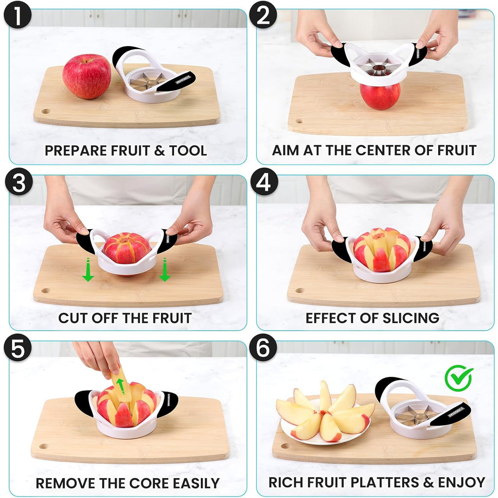 Schvubenr 3.5 Inch Apple Slicer - Professional Apple Cutter - Stainless Steel Apple Corer - Super Sharp Apple Slicer And Corer - Apple Tool With 8 Sharp Blades(Black)