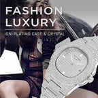 Gosasa Luxury Unisex Crystal Diamond Watches Big Face Women'S Men'S Quartz Watch Gold Silver Rose Gold Stainless Steel Bracelet Band