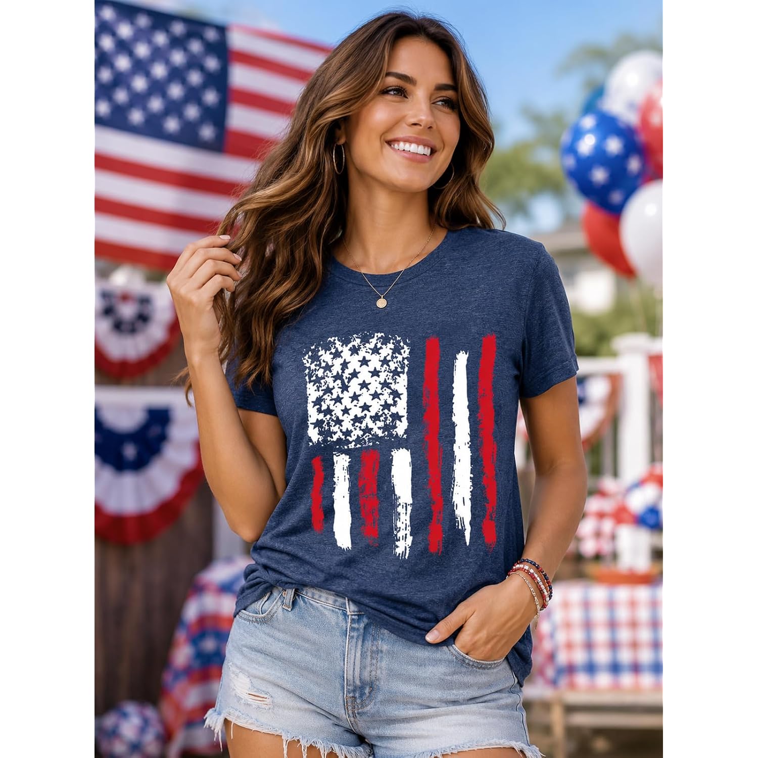 Patriotic Shirts for Women American Flag Shirt 4th of July Tshirt Graphic Tees Casual Short Sleeve Tee Top