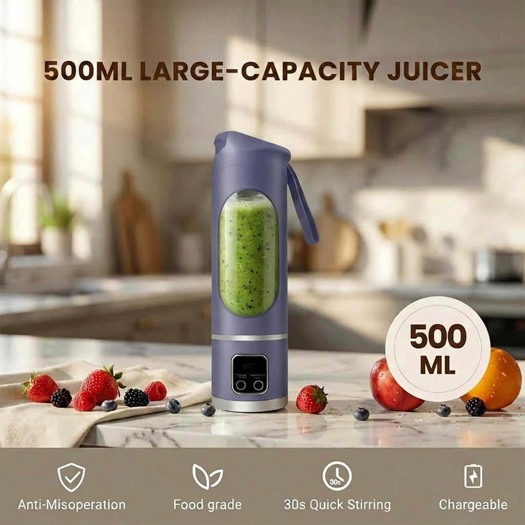 Lilogi Portable Blender, 500Ml Blenders For Smoothies With Led Display | 12-Blade Usb-C Rechargeable Blender, Travel Blender Cup For Any Kitchen, Office, Outdoor, Travel, Gym Or Sports