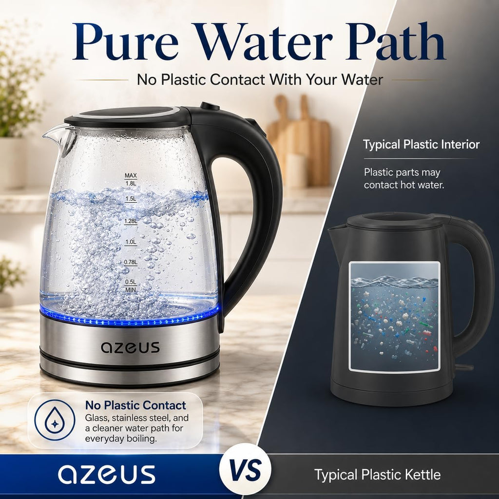 Azeus 1.8L Electric Kettle Cx-817 - Fast Boil, Auto Shut-Off, Boil-Dry Protection, 360° Swivel Base - Stainless Steel Water Boiler For Tea, Coffee, And Hot Water