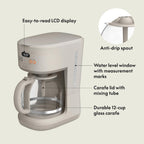BELLA 12 Cup Programmable Coffee Maker, Reusable Dishwasher Safe Accessories, Easy LCD display, Auto Shutoff, 900 watt, Oatmilk