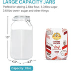 Vtopmart 78Oz Glass Food Storage Jars With Airtight Clamp Lids, 3 Pack Large Kitchen Canisters For Flour, Sugar, Cereal, Coffee, Pasta And Canning, Square Mason Jars With 8 Reusable Labels