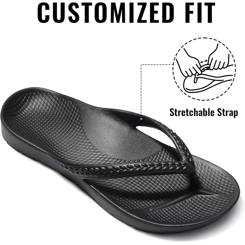 Litfun Women'S Arch Support Flip Flops For Plantar Fasciitis Orthopedic Thong Sandals Comfortable Summer Beach Pool Slides