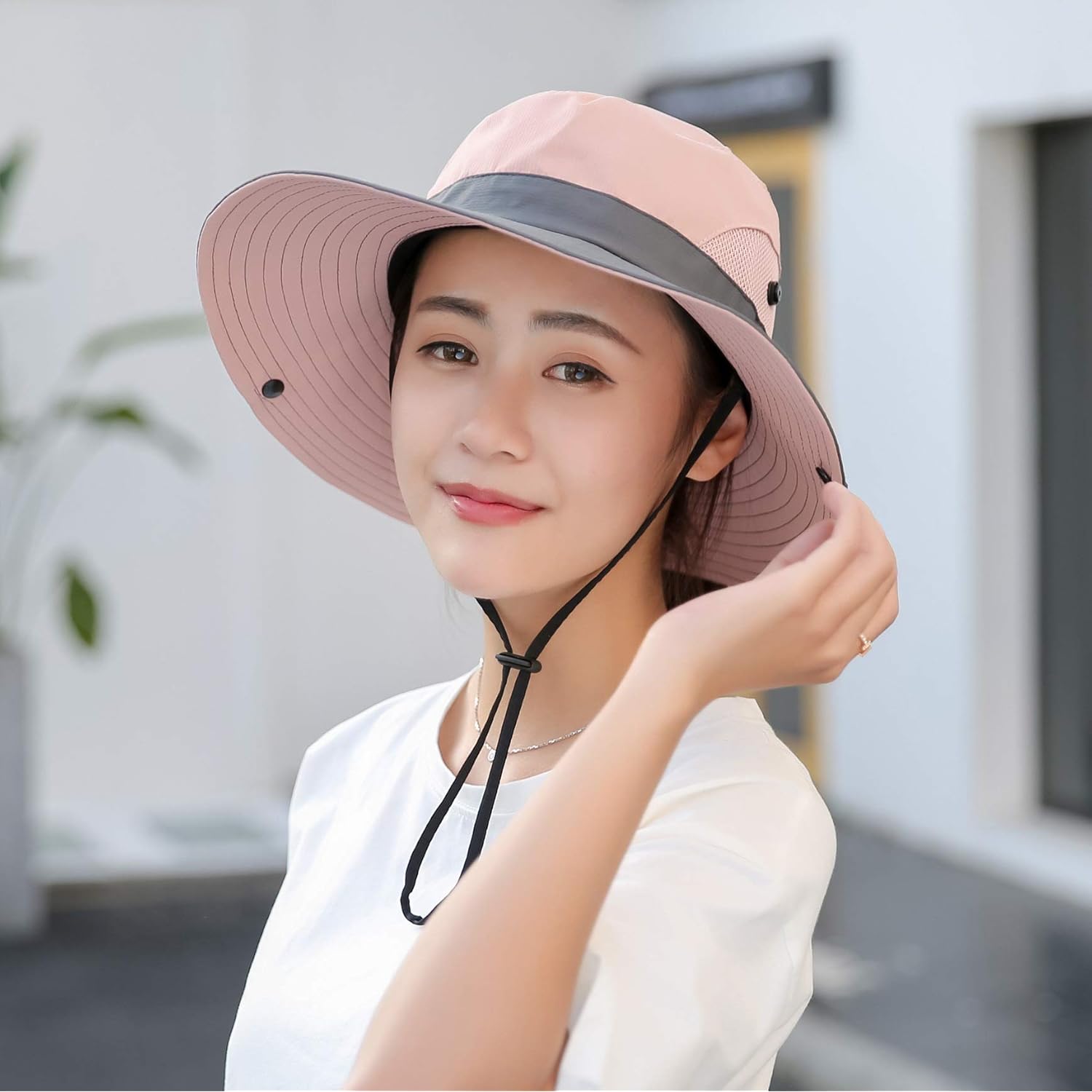 Women's Summer Sun-Hat Ponytail - Outdoor UV-Protection Mesh Wide Brim Foldable Hat with Ponytail Hole