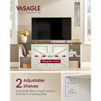 Vasagle Farmhouse Tv Stand For Tvs Up To 65 Inches, Entertainment Center With Storage Cabinets And Sliding Barn Doors, Media Console Table For Living Room, Rustic White And Honey Brown Ultv535W01