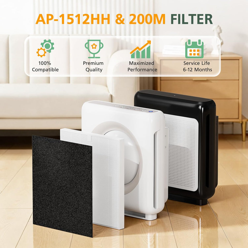 Ap-1512Hh Filter For Coway Airmega Ap-1512Hh & Airmega 200M Air Purifiers | 2 Efficient Filter And 6 Carbon Pre-Filters For Coway Filter Replacement Ap-1512Hh & 200M, Compared To Part # 3304899