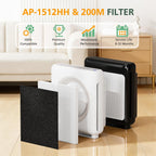 Ap-1512Hh Filter For Coway Airmega Ap-1512Hh & Airmega 200M Air Purifiers | 2 Efficient Filter And 6 Carbon Pre-Filters For Coway Filter Replacement Ap-1512Hh & 200M, Compared To Part # 3304899