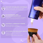 Waterproof Body Makeup, Beauty Body Foundation Cream with Brush, Full Coverage Body & Leg Makeup for Scars Imperfections, No Transfer, Natural Finish
