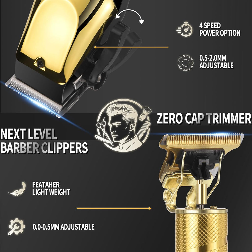 Hair Clippers For Man With An Led Display, A 4-Piece Cordless Grooming Set That Includes Hair Clippers, T-Shaped Trimmer,Double-Layer Foil Razor, And A Nose Hair Trimmer—A Complete Home Grooming Set