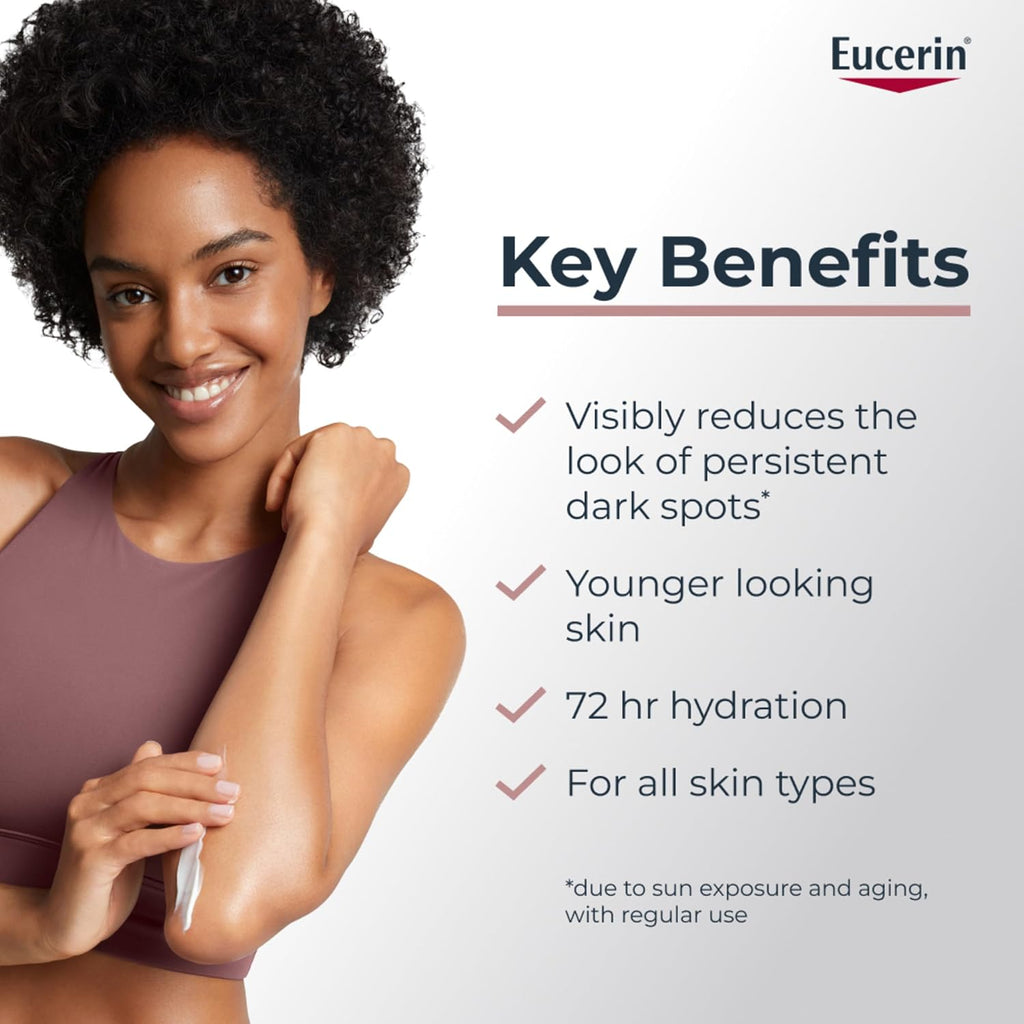 Eucerin Radiant Tone Dark Spot Corrector Body Lotion, Thiamidol Enriched, Exclusive Formula Reduces Dark Spots Due To Sunlight Exposure And Aging, 72 Hours Of Hydration, 8.4 Fl Oz Tube