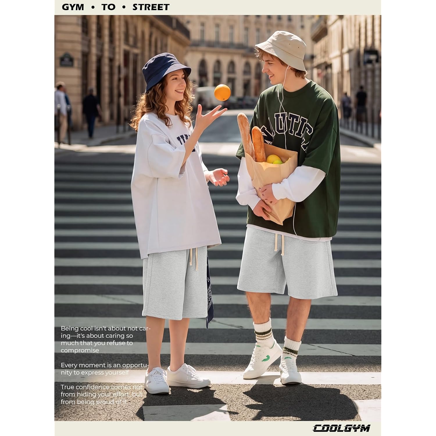 Baggy Sweat Shorts Men Wide Leg, Cotton Gym Shorts Zipper Pocket Long Below Knee, Oversized Loose Y2K Casual Athletic