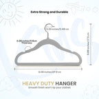 Utopia Home Kids Velvet Hanger 50 Pack – 11" Premium Baby Hangers - Grey | Premium Non-Slip Baby Hangers For Baby And Toddlers, Durable Ultra-Slim Space-Saving Closet Organizers