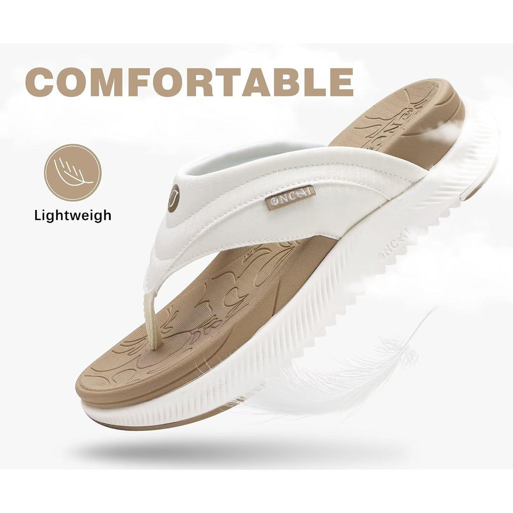 Oncai Women'S Orthotic Cushion Flip Flops Recovery Walking Sandals For Women With Arch Support Summer Comfortable Slip On Flip Flops For Womans Size 6-12