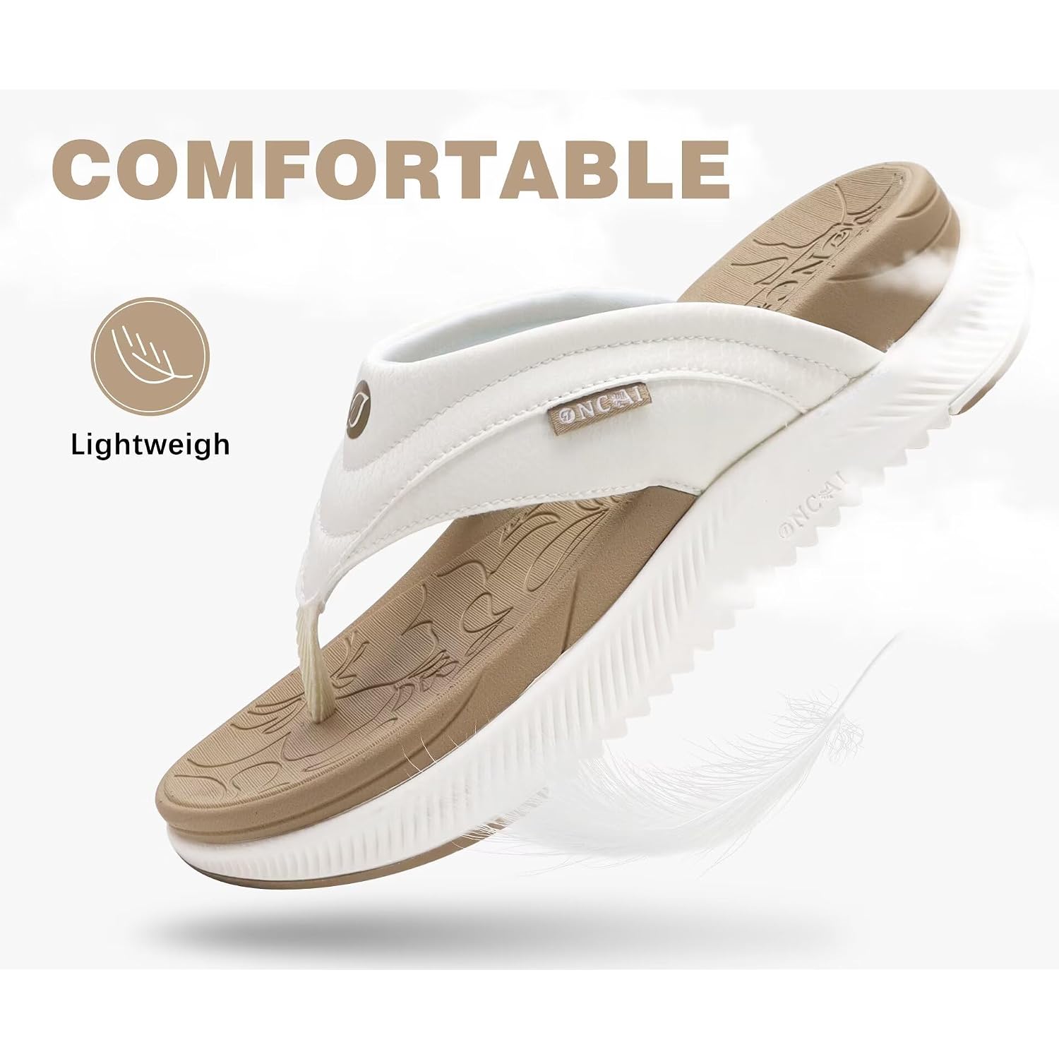 Oncai Women'S Orthotic Cushion Flip Flops Recovery Walking Sandals For Women With Arch Support Summer Comfortable Slip On Flip Flops For Womans Size 6-12